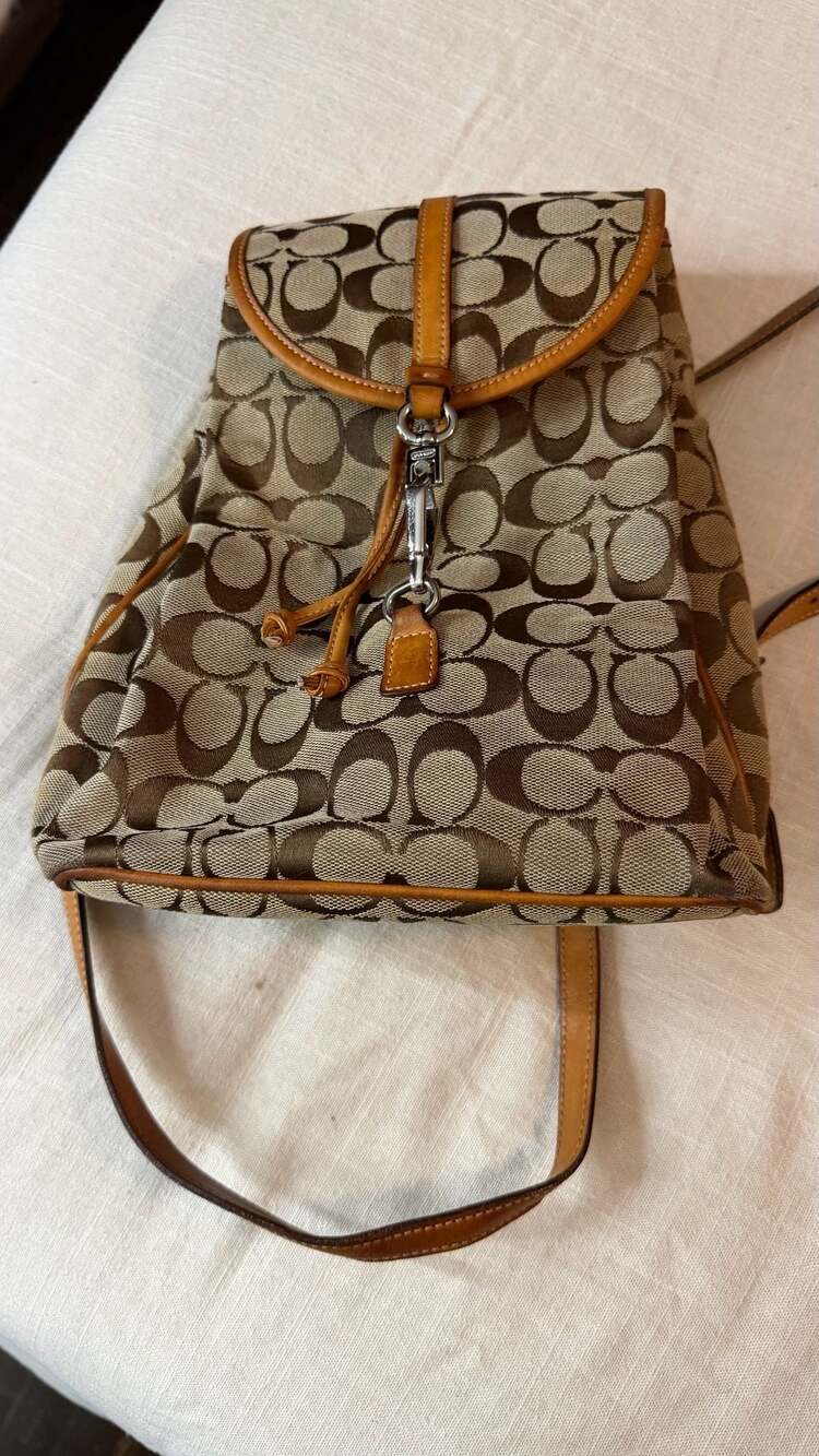 Coach Signature C Jacquard Canvas and Leather Small Backpack